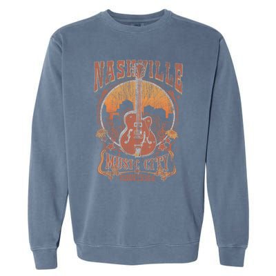 Nashville Tennessee Guitar Country Music City Guitarist Garment-Dyed Sweatshirt