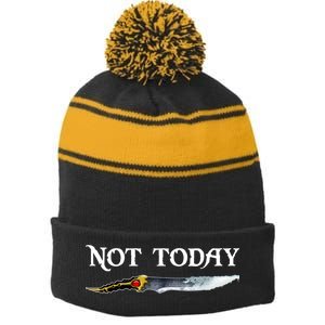 Not Today GOT Sword Stripe Pom Pom Beanie