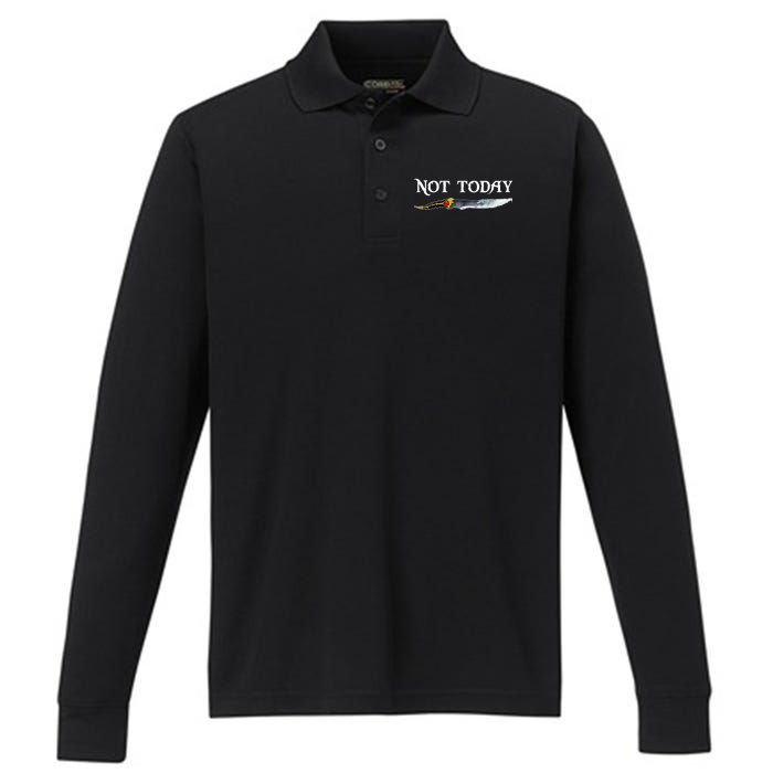 Not Today GOT Sword Performance Long Sleeve Polo