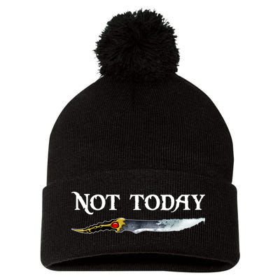 Not Today GOT Sword Pom Pom 12in Knit Beanie