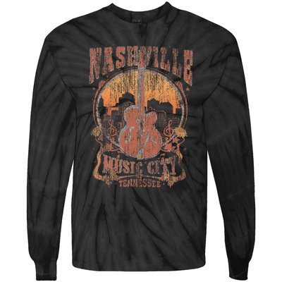 Nashville Tennessee Guitar Country Music City Guitarist Tie-Dye Long Sleeve Shirt