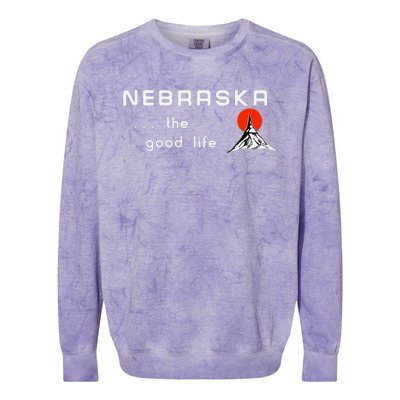 Nebraska The Good Life Vintage Road Sign Colorblast Crewneck Sweatshirt