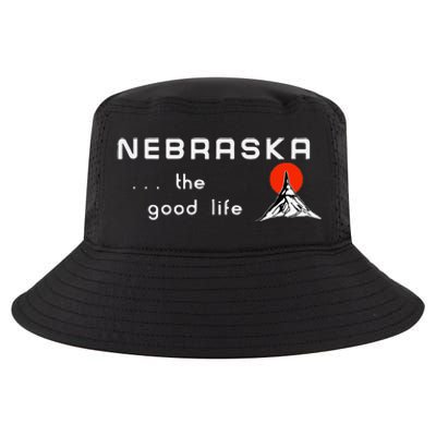 Nebraska The Good Life Vintage Road Sign Cool Comfort Performance Bucket Hat