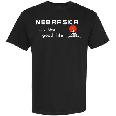 Nebraska The Good Life Vintage Road Sign Garment-Dyed Heavyweight T-Shirt