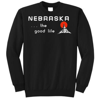 Nebraska The Good Life Vintage Road Sign Sweatshirt