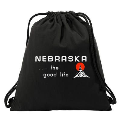 Nebraska The Good Life Vintage Road Sign Drawstring Bag