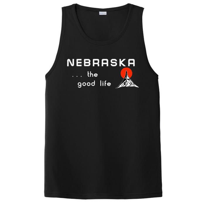 Nebraska The Good Life Vintage Road Sign PosiCharge Competitor Tank