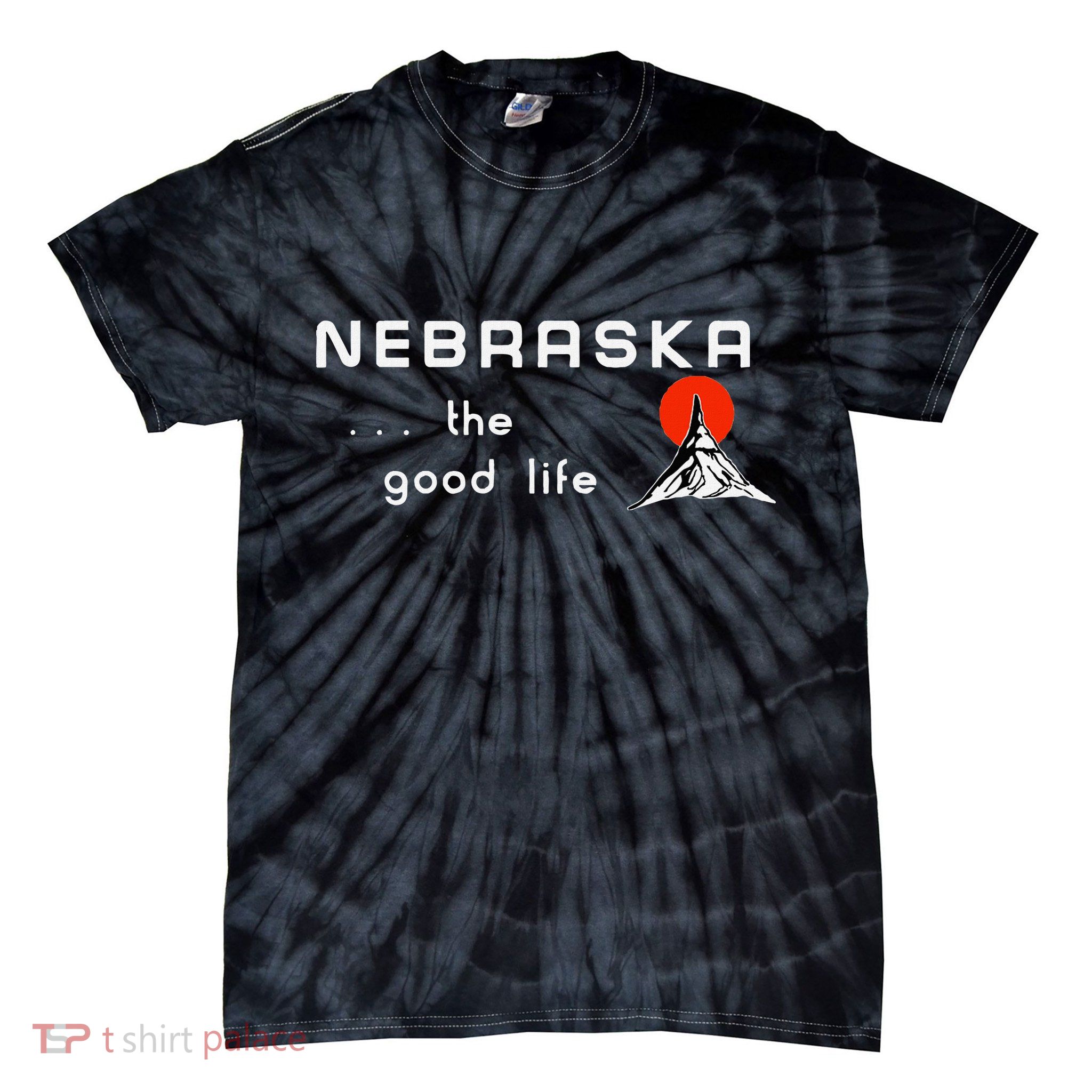 Nebraska The Good Life Vintage Road Sign Tie-Dye T-Shirt