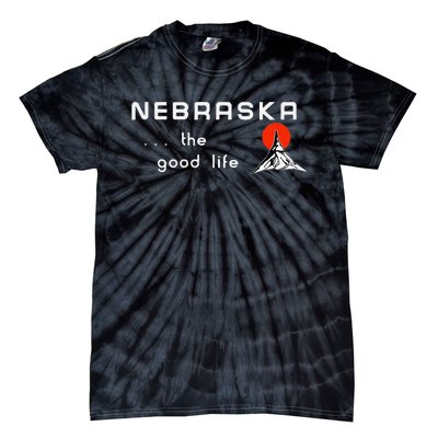 Nebraska The Good Life Vintage Road Sign Tie-Dye T-Shirt