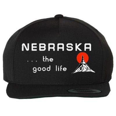 Nebraska The Good Life Vintage Road Sign Wool Snapback Cap