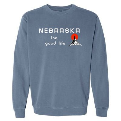 Nebraska The Good Life Vintage Road Sign Garment-Dyed Sweatshirt