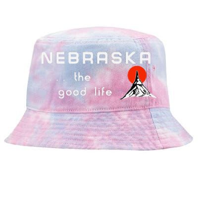 Nebraska The Good Life Vintage Road Sign Tie-Dyed Bucket Hat