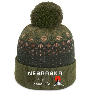 Nebraska The Good Life Vintage Road Sign The Baniff Cuffed Pom Beanie