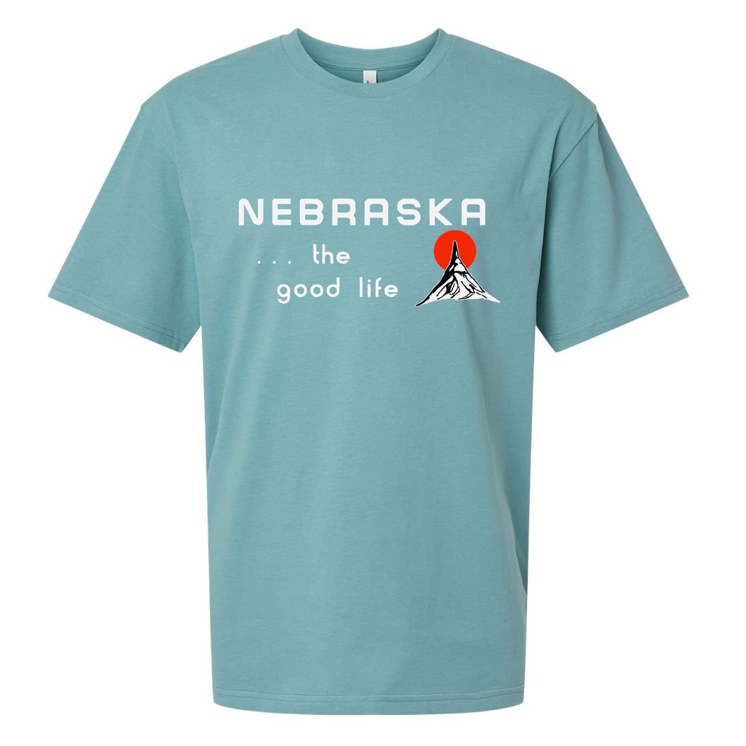 Nebraska The Good Life Vintage Road Sign Sueded Cloud Jersey T-Shirt