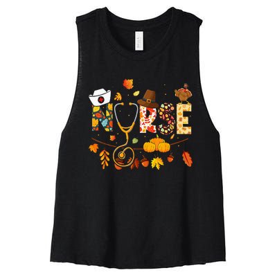 Nurse Thanksgiving  Health Worker Nursing Fall Turkey Women's Racerback Cropped Tank