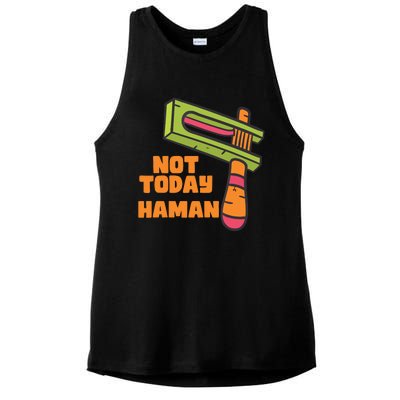 Not Today Haman Costume Purim Queen Esther Party Groggers Ladies PosiCharge Tri-Blend Wicking Tank