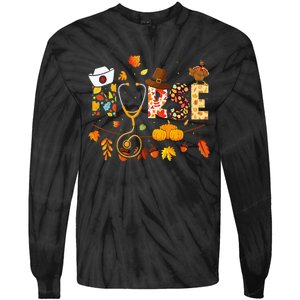 Nurse Thanksgiving Health Worker Nursing Fall Turkey Tie-Dye Long Sleeve Shirt