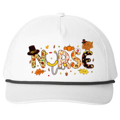 Nurse Thanksgiving Health Worker Nurse Nursing Fall Turkey Snapback Five-Panel Rope Hat