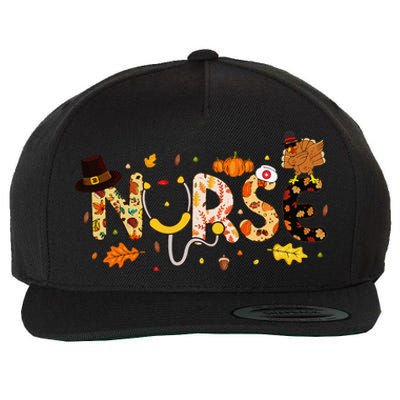 Nurse Thanksgiving Health Worker Nurse Nursing Fall Turkey Wool Snapback Cap