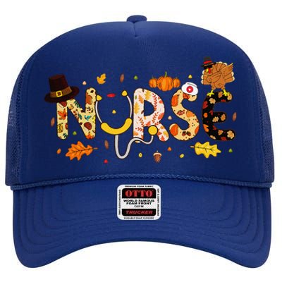 Nurse Thanksgiving Health Worker Nurse Nursing Fall Turkey High Crown Mesh Back Trucker Hat