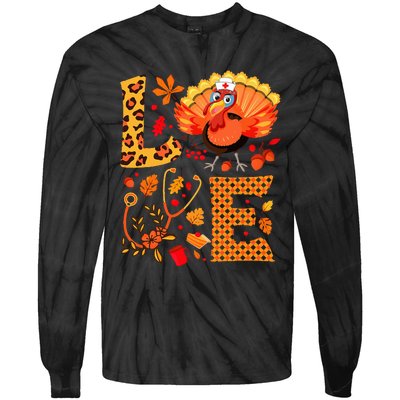 Nurse Thanksgiving Health Worker Nursing Turkey Nurse Tie-Dye Long Sleeve Shirt