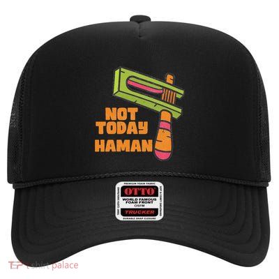 Not Today Haman Costume Purim Queen Esther Party Groggers High Crown Mesh Back Trucker Hat