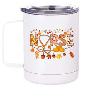 Nurse Thanksgiving Health Worker Nursing Fall Nurse 12 oz Stainless Steel Tumbler Cup