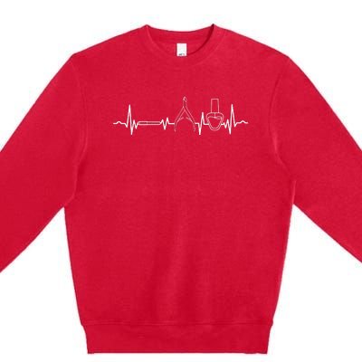 Nail Tech Heartbeat Manicure Nail Technician Polish Lover Premium Crewneck Sweatshirt