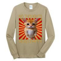 No Thoughts Head Empty Funny Meme Cat Retro Vintage Humor Tall Long Sleeve T-Shirt