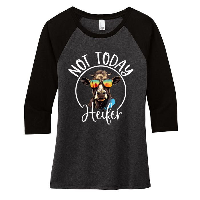 Not Today Heifer Funny Country Life Women's Tri-Blend 3/4-Sleeve Raglan Shirt