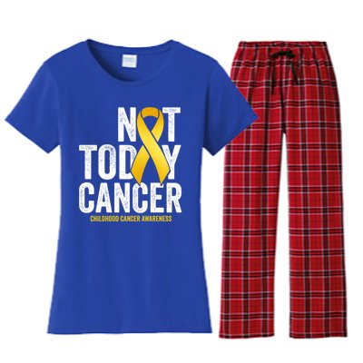 Not Today Hood Cancer Pediatric Cancer Golden Ribbon Gift Women's Flannel Pajama Set