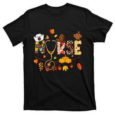 Nurse Thanksgiving Health Worker Nursing Fall Turkey T-Shirt