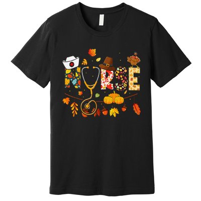 Nurse Thanksgiving Health Worker Nursing Fall Turkey Premium T-Shirt