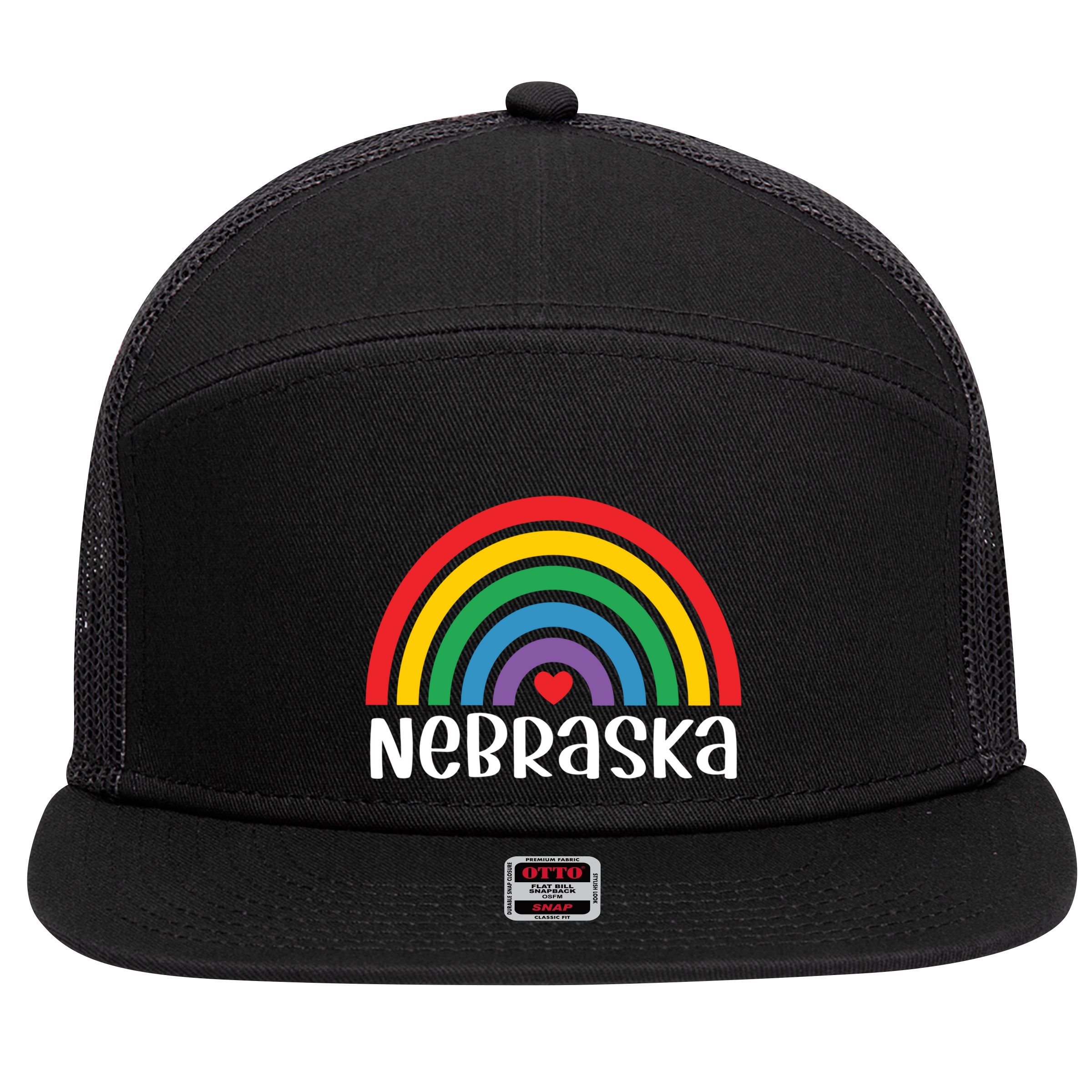 Nebraska Travel I Love Nebraska Usa Gift 7 Panel Mesh Trucker Snapback Hat