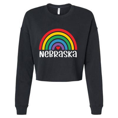 Nebraska Travel I Love Nebraska Usa Gift Cropped Pullover Crew