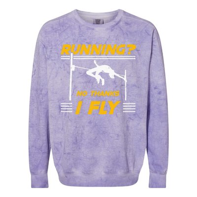 No Thanks I Fly High Jump Track And Field High Jumper Colorblast Crewneck Sweatshirt