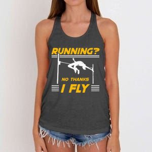 No Thanks I Fly High Jump Track And Field High Jumper Women's Knotted Racerback Tank