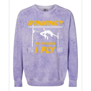 No Thanks I Fly High Jump Track And Field High Jumper Colorblast Crewneck Sweatshirt