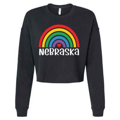 Nebraska Travel I Love Nebraska Usa Gift Cropped Pullover Crew