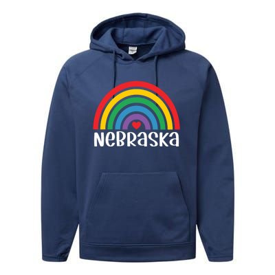 Nebraska Travel I Love Nebraska Usa Gift Performance Fleece Hoodie