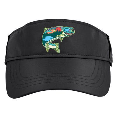 Nature Trout Illustration Vintage Fly Fishing Retro Graphic Gift Adult Drive Performance Visor