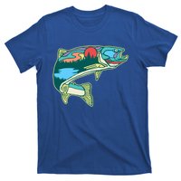 Nature Trout Illustration Vintage Fly Fishing Retro Graphic Gift T-Shirt