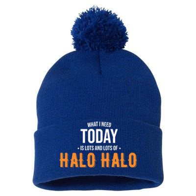 Need Today Is Lots Of Halo Halo Funny Halo Halo Great Gift Pom Pom 12in Knit Beanie