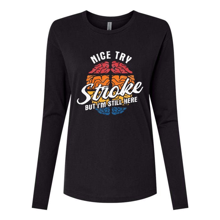 Nice Try I'm Still Here Stroke Awareness Stroke Survivor Womens Cotton Relaxed Long Sleeve T-Shirt