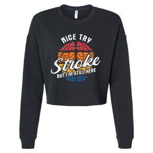 Nice Try I'm Still Here Stroke Awareness Stroke Survivor Cropped Pullover Crew