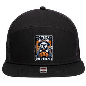 No Tricks Just Treats French Bulldog Halloween Frenchie Cool Gift 7 Panel Mesh Trucker Snapback Hat