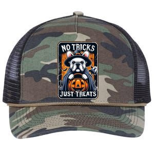 No Tricks Just Treats French Bulldog Halloween Frenchie Cool Gift Retro Rope Trucker Hat Cap