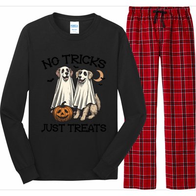 No Tricks Just Treats Cute Skeleton Dog Dog Halloween Cool Gift Long Sleeve Pajama Set