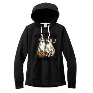 No Tricks Just Treats Cute Skeleton Dog Dog Halloween Cool Gift Women's Fleece Hoodie