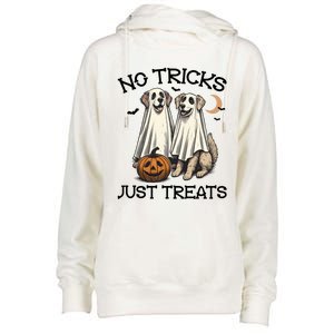 No Tricks Just Treats Cute Skeleton Dog Dog Halloween Cool Gift Womens Funnel Neck Pullover Hood